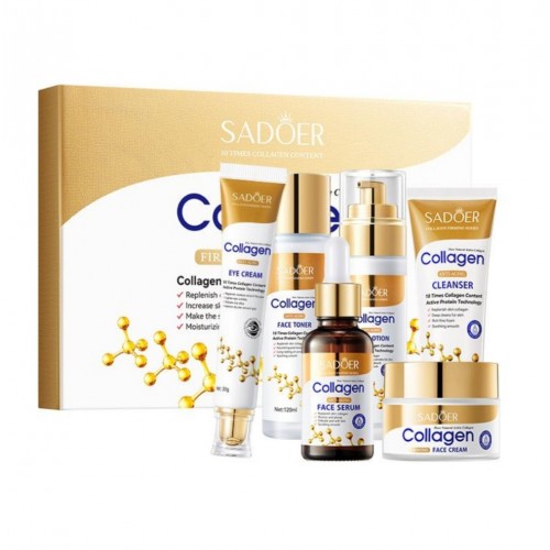 Набір для догляду за шкірою обличчя Collagen Sadoer 6в1 (