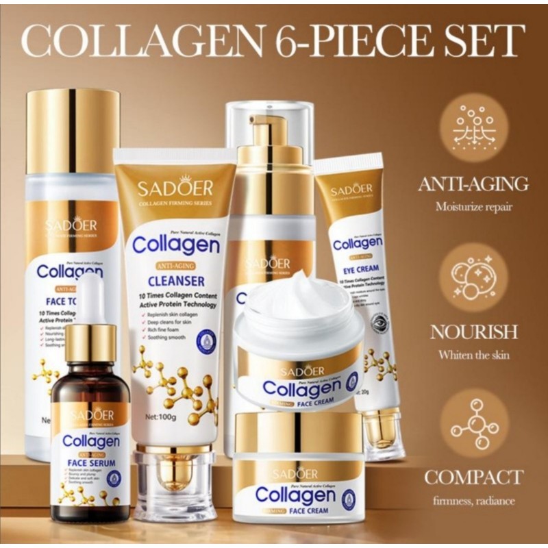 Набір для догляду за шкірою обличчя Collagen Sadoer 6в1 (