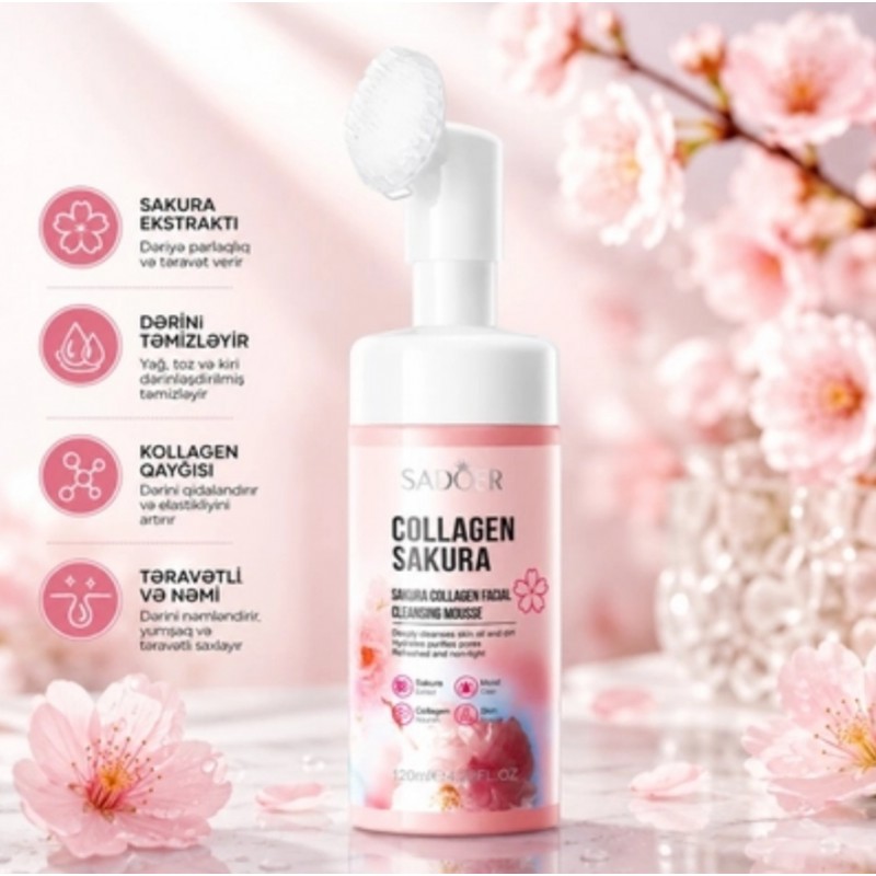Мусс для вмивання обличчя Sadoer Collagen Sakura Facial